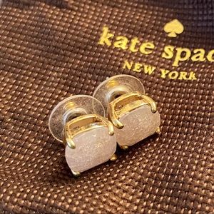 Kate Spade Square White Glitter Studs